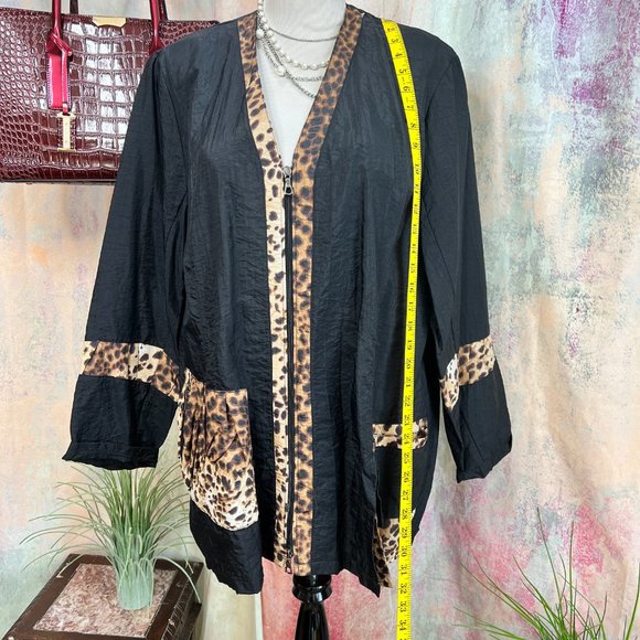 📌Jean Marc Philippe Marvelous Plus Size Two Way Zipper Animal Print Jacket - Picture 9 of 16
